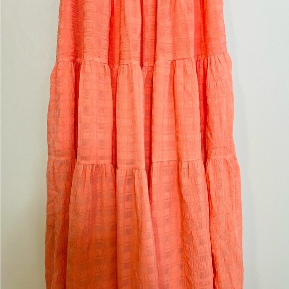 Emory Park Peach-Pink Tiered Gauzey Smocked Maxi Dress. Size Small. - Picture 5 of 14
